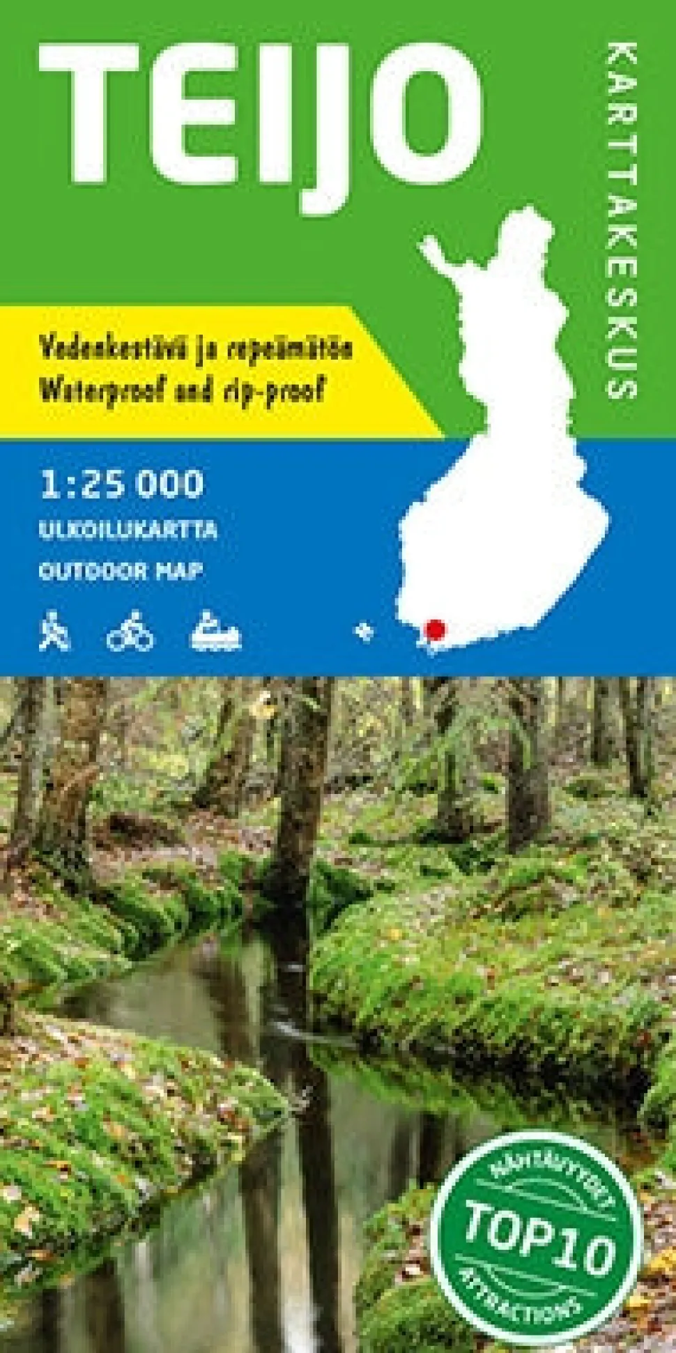 Teijo 1:25 000 vedenk. ulkoilukartta 2016